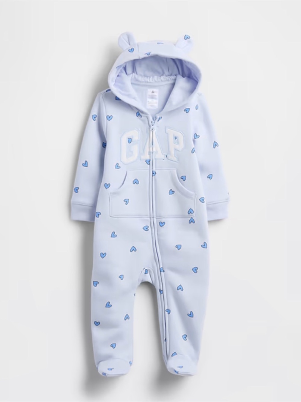 GAP Light Blue Heart Zip Front One-Piece